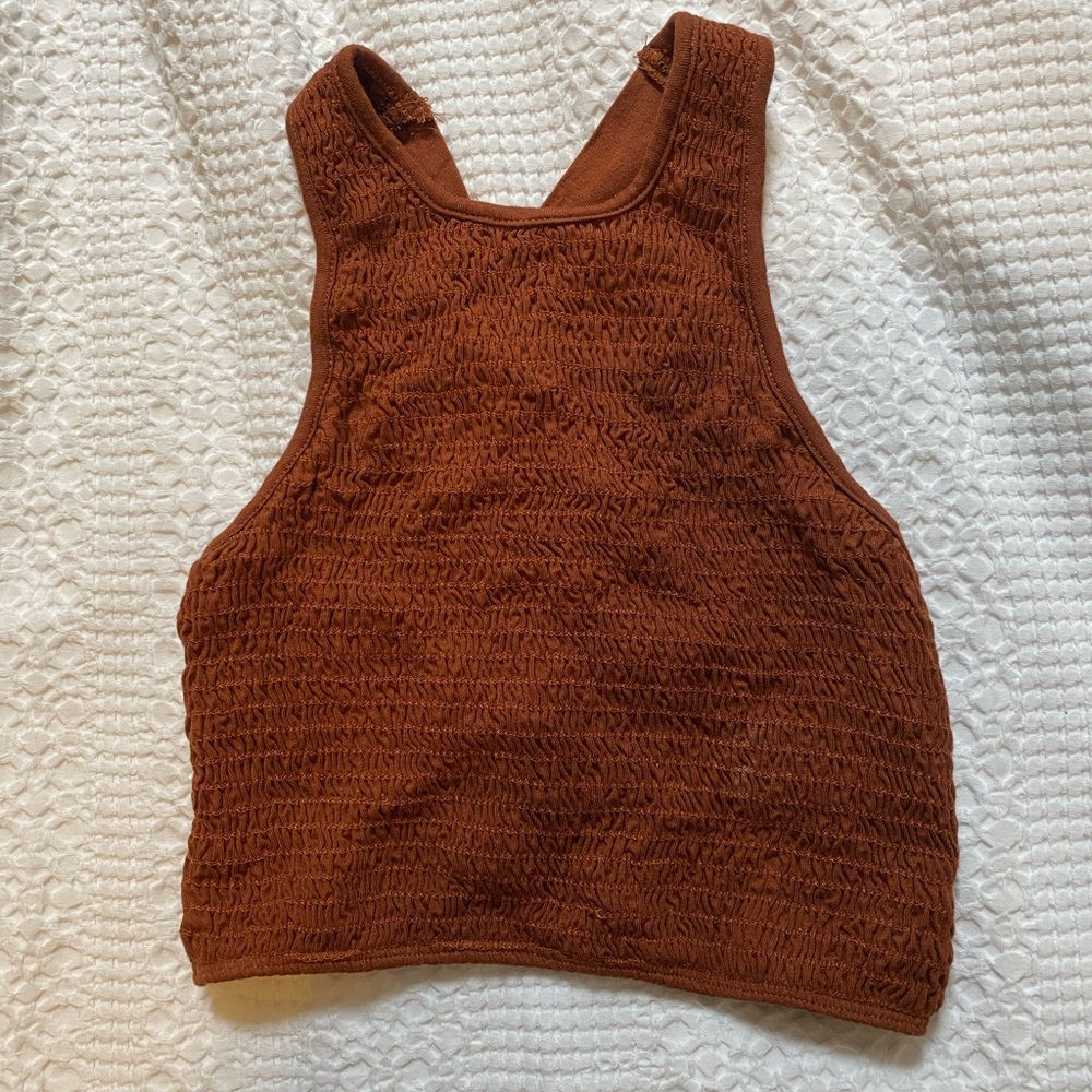 Burnt orange cross back crop top